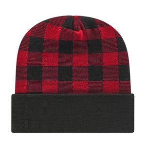 CAP AMERICA PLAID KNIT HAT WITH CUFF PLAID NEW
